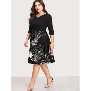 One of a kind Black XL Dress w gorgeous painted swans. Like new holiday parties!